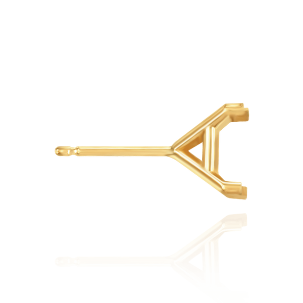 14K Gold Square Four Prong Martini Style Earrings with Push Post