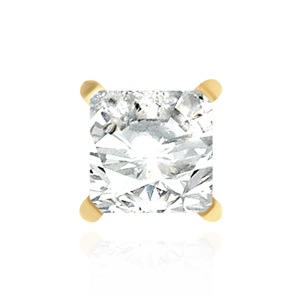 14K Gold Square Four Prong Martini Style Earrings with Push Post