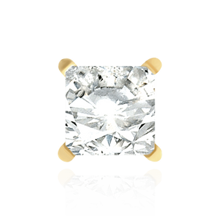 14K Gold Square Four Prong Martini Style Earrings with Push Post