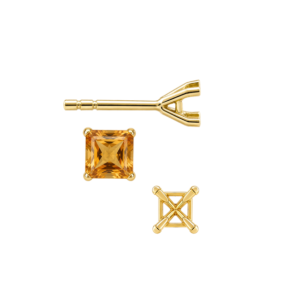 Square Four Prong Martini Style Earrings with Push Post