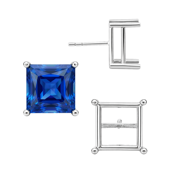 Square Four Prong Basket Earrings with Push Post (Metal Mold)