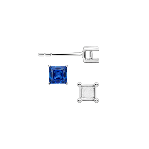 Square Four Prong Basket Earrings with Push Post (Metal Mold)