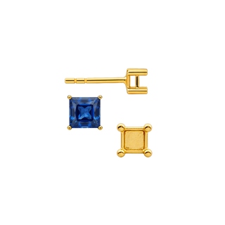 14K Gold Square Four Prong Basket Earrings with Push Post (Metal Mold)