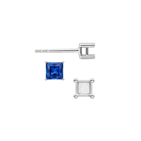 Square Four Prong Basket Earrings with Push Post (Metal Mold)
