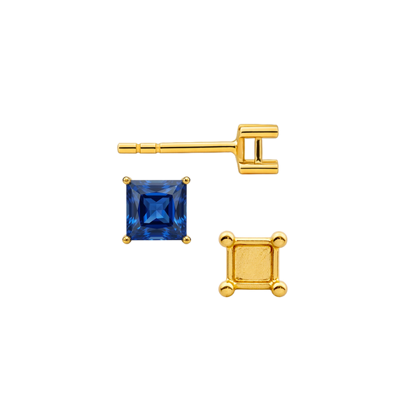 Square Four Prong Basket Earrings with Push Post (Metal Mold)