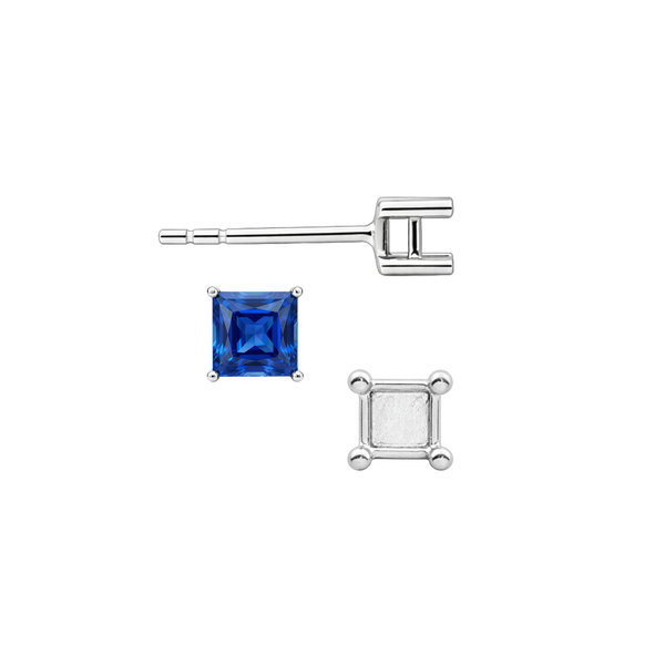 Square Four Prong Basket Earrings with Push Post (Metal Mold)