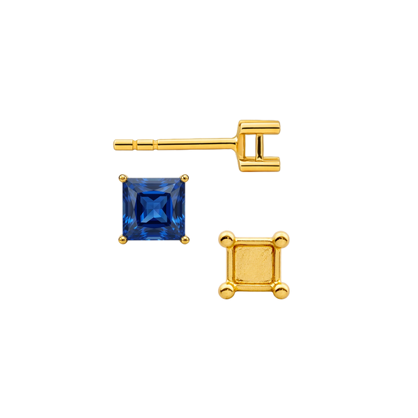 Square Four Prong Basket Earrings with Push Post (Metal Mold)