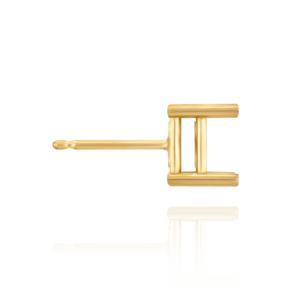 14K Gold Square Four Prong Basket Earrings with Push Post (Metal Mold)