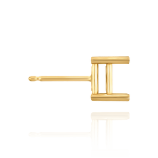 14K Gold Square Four Prong Basket Earrings with Push Post (Metal Mold)