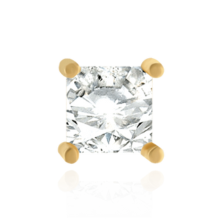 14K Gold Square Four Prong Basket Earrings with Screw Post