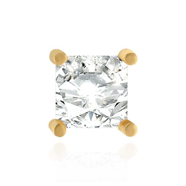 14K Gold Square Four Prong Basket Earrings with Push Post (Metal Mold)