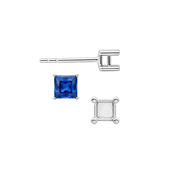 Square Four Prong Basket Earrings with Push Post (Metal Mold)