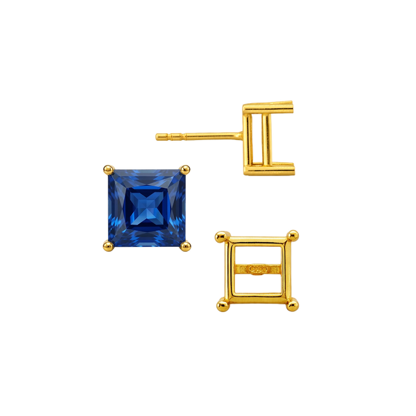 Square Four Prong Basket Earrings with Push Post (Metal Mold)