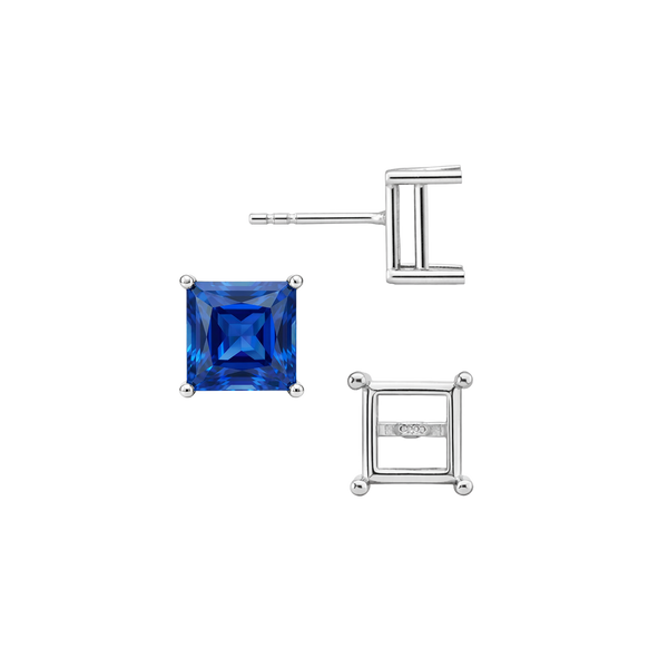 Square Four Prong Basket Earrings with Push Post (Metal Mold)