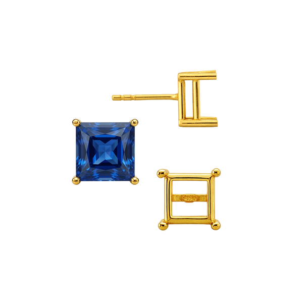 Square Four Prong Basket Earrings with Push Post (Metal Mold)