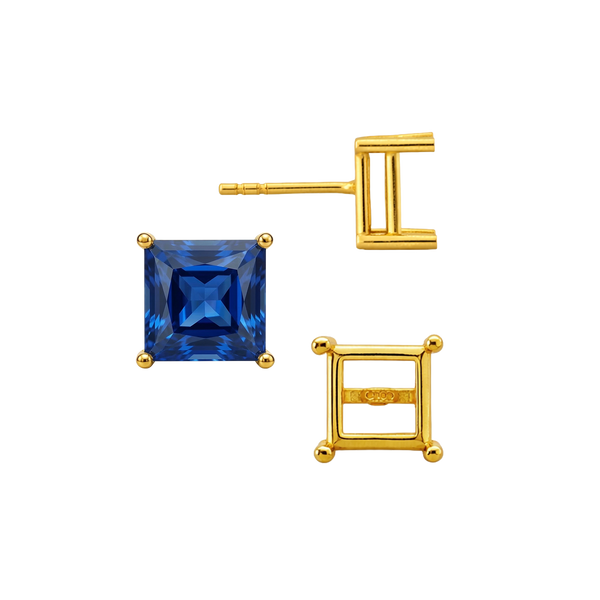 Square Four Prong Basket Earrings with Push Post (Metal Mold)