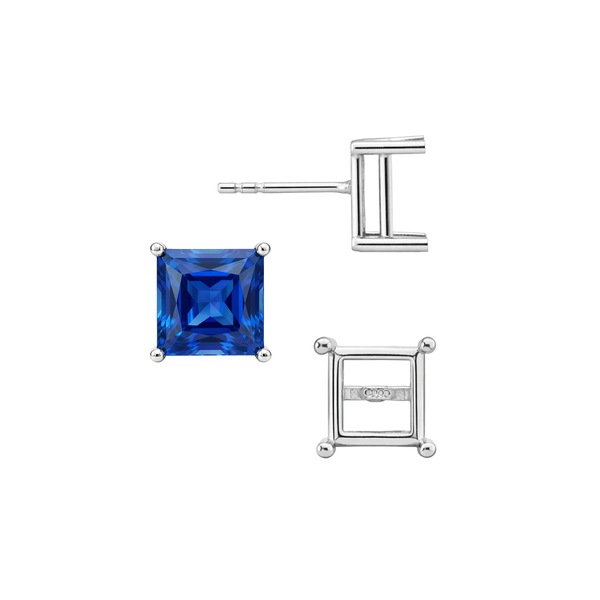 Square Four Prong Basket Earrings with Push Post (Metal Mold)