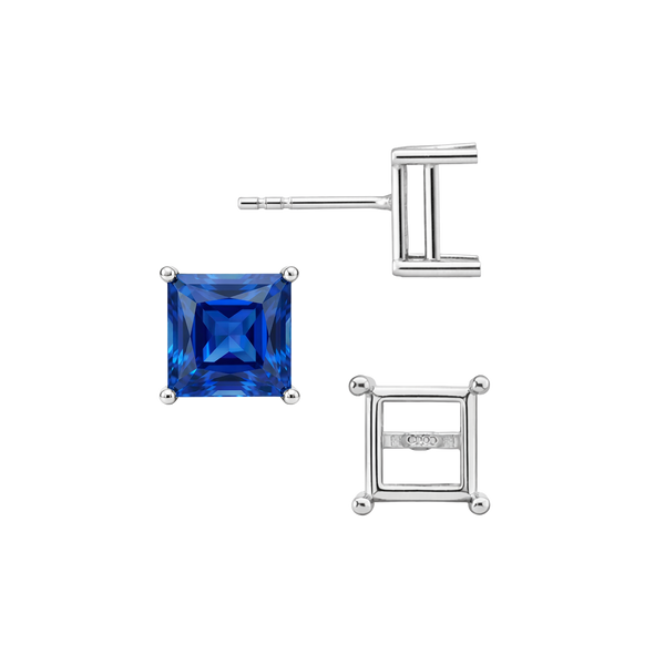 Square Four Prong Basket Earrings with Push Post (Metal Mold)