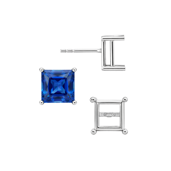 Square Four Prong Basket Earrings with Push Post (Metal Mold)