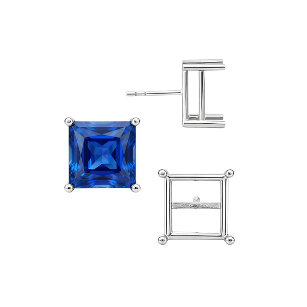 Square Four Prong Basket Earrings with Push Post (Metal Mold)