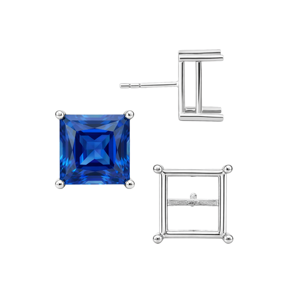 Square Four Prong Basket Earrings with Push Post (Metal Mold)