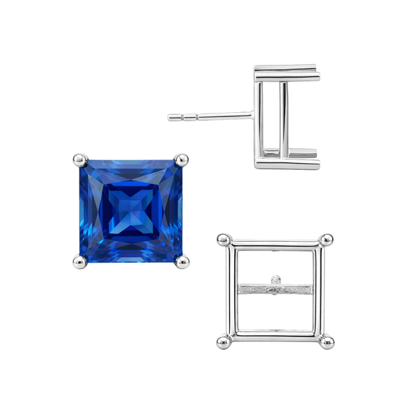 Square Four Prong Basket Earrings with Push Post (Metal Mold)