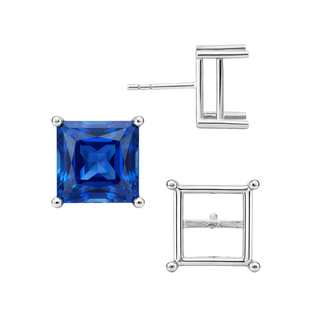 Square Four Prong Basket Earrings with Push Post (Metal Mold)