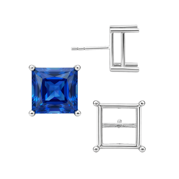 Square Four Prong Basket Earrings with Push Post (Metal Mold)