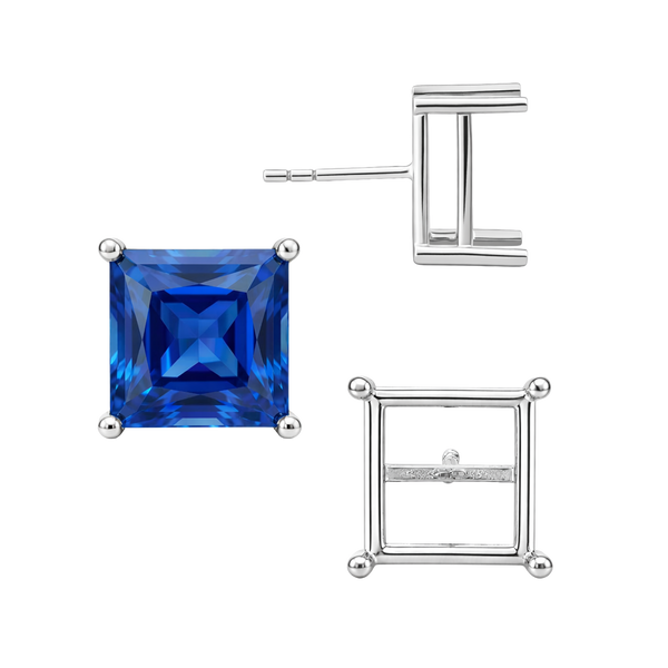 Square Four Prong Basket Earrings with Push Post (Metal Mold)