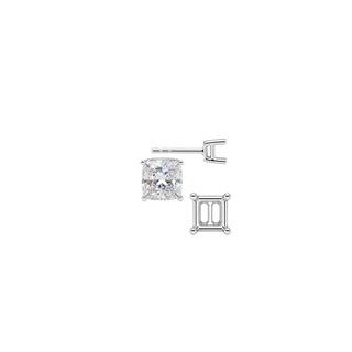 Square Four Prong Basket Earrings with Push Post
