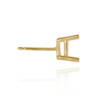 14K Gold, 18K Square Four Prong Basket Earrings with Push Post