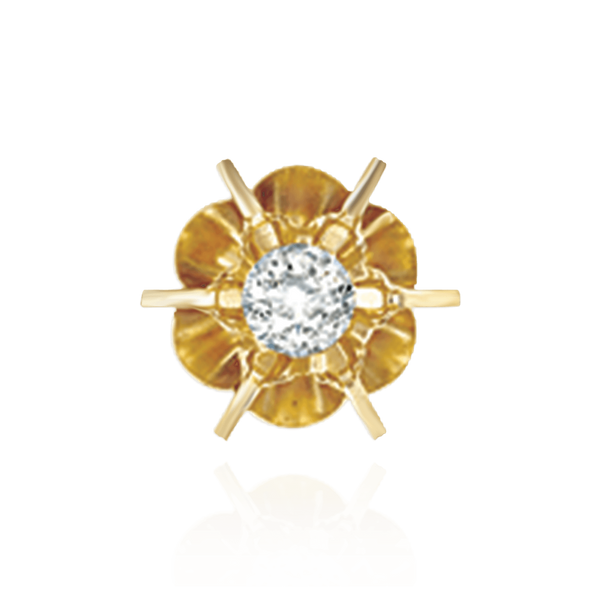 14K Gold Round Spoke Reflector Earrings with Push Post