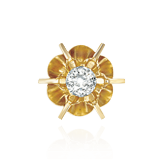 14K Gold Round Spoke Reflector Earrings with Push Post