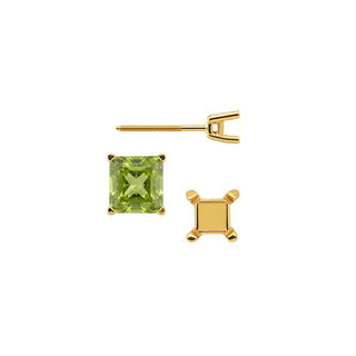 Square Four Prong Earrings with Flat Side Wire with Screw Post