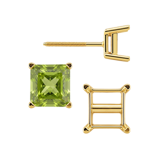 Square Four Prong Earrings with Flat Side Wire with Screw Post