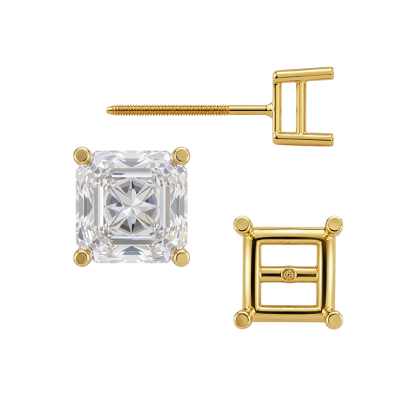 Square Four Prong Basket Earrings with Screw Post
