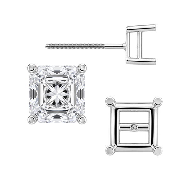 Square Four Prong Basket Earrings with Screw Post