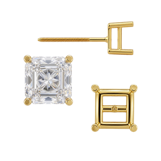 Square Four Prong Basket Earrings with Screw Post