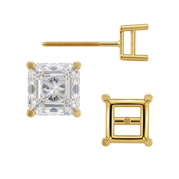 Square Four Prong Basket Earrings with Screw Post