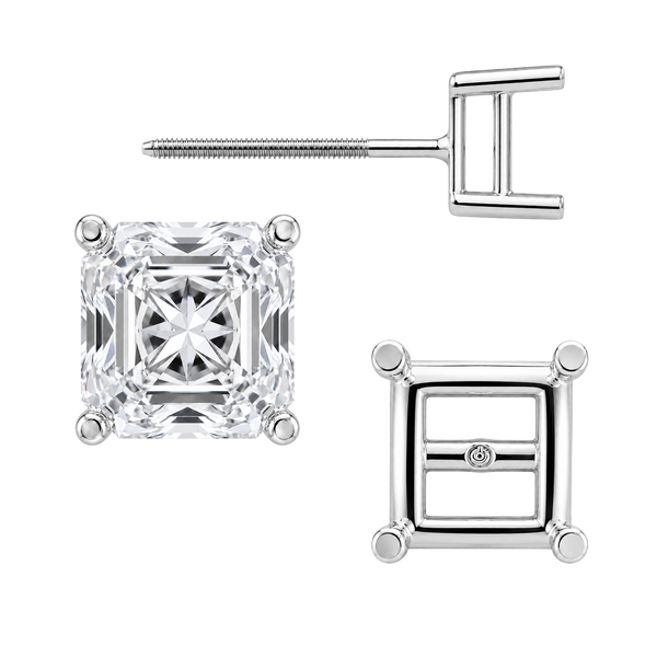 Square Four Prong Basket Earrings with Screw Post