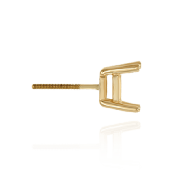 14K Gold Square Four Prong Basket Earrings with Screw Post