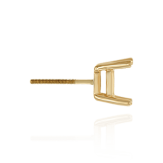 14K Gold Square Four Prong Basket Earrings with Screw Post