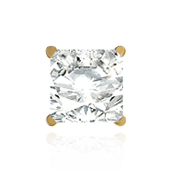 14K Gold Square Four Prong Basket Earrings with Screw Post