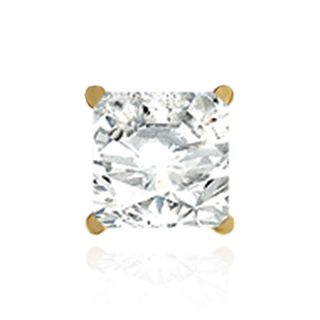 14K Gold Square Four Prong Basket Earrings with Screw Post