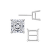 Square Four Prong Basket Earrings with Screw Post