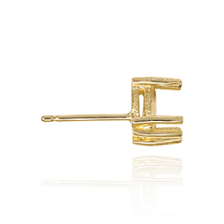 14K Gold Triangle Double Prong Earrings with Push Post