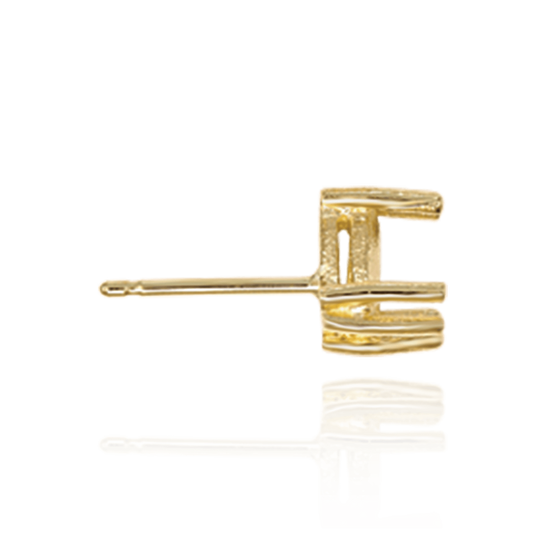 14K Gold Triangle Double Prong Earrings with Push Post