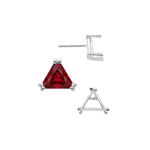 Triangle Double Prong Earrings with Push Post