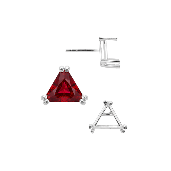 Triangle Double Prong Earrings with Push Post