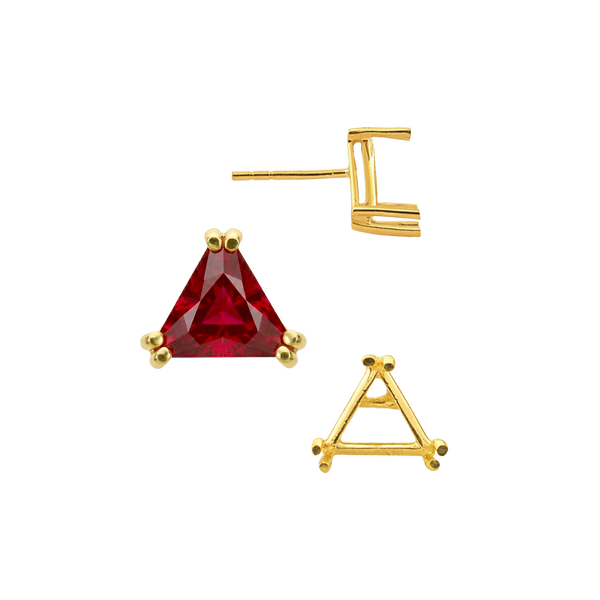 Triangle Double Prong Earrings with Push Post